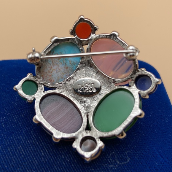 Joan Rivers Multi Colour Stones, Crystals & Rhinestone Brooch. Flowers & Cross. - Picture 10 of 12